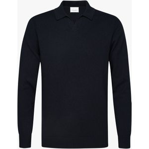 Profuomo - Longsleeve Poloshirt - Navy - Wol Blend
