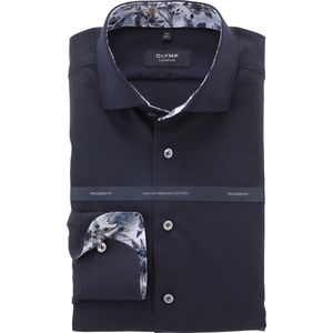 OLYMP - SIGNATURE - Overhemd - Blauw - 100% Katoen, Kent Kraag, Enkel Manchet