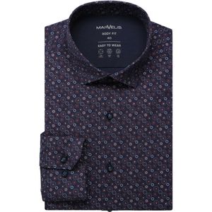 Marvelis Dynamic Flex Body Fit Overhemd rood, Motief