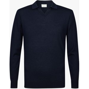 Profuomo Poloshirt lange mouw marine, Effen