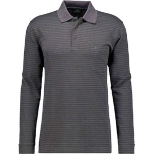 RAGMAN Poloshirt lange mouw grijs, Gestreept