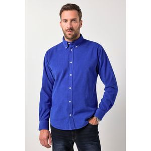 JP1880 ribfluwelen overhemd blauw, Effen