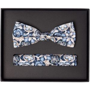 Venti Vlinderdas en zakdoek set blauw, Motief