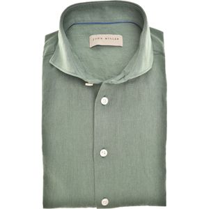 John Miller Linnen Overhemd groen, Effen