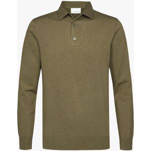 Profuomo Poloshirt lange mouw groen, Effen
