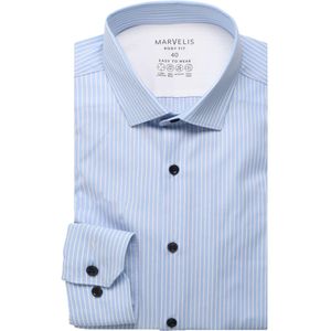 Marvelis Performance Overhemd blauw/wit, Gestreept