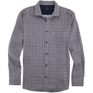 OLYMP Casual Linnen Overhemd blauw, Bedrukt