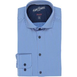 Pure Functional Slim Fit Jersey shirt middenblauw, Gestreept