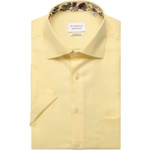 ETERNA - Overhemd - Lichtgeel - Korte Mouw - 100% Katoen - Kent Kraag Houndstooth