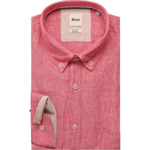 Brax Linnen Overhemd rood, Effen