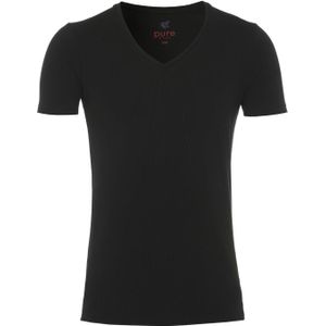 Pure T-Shirt V-hals Dubbel pak zwart, Effen
