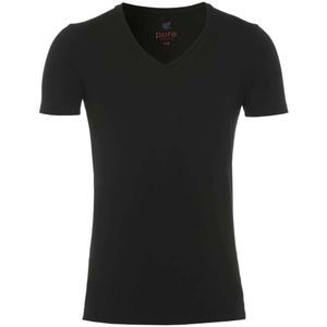 Pure Slim Fit T-Shirt V-hals zwart, Effen