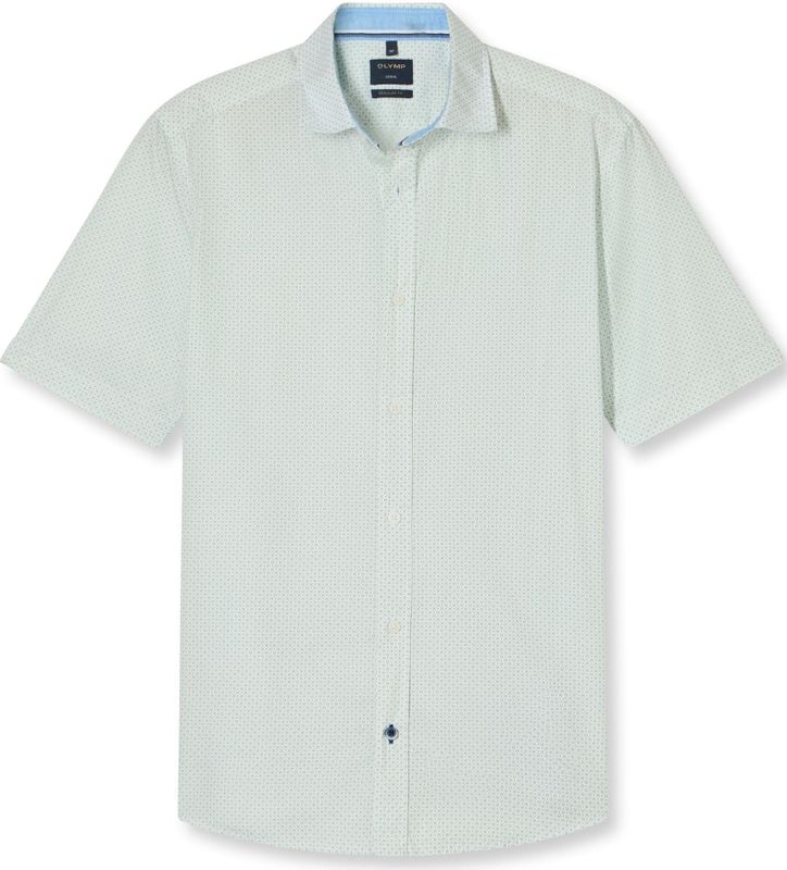 OLYMP - Casual Overhemd - Groen - Korte Mouw - 100% Katoen