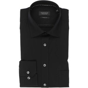 Hatico Regular Fit Overhemd zwart, Effen
