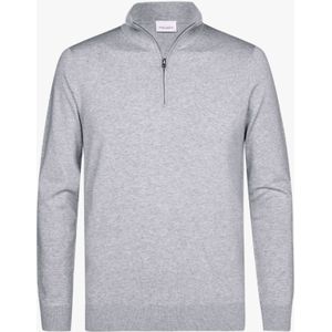 Profuomo Luxury Half-Zip Sweater grijs, Effen