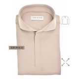 John Miller Poloshirt lange mouw lichtbruin, Effen