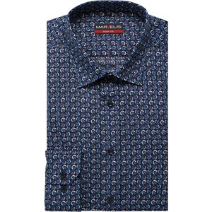 Marvelis Body Fit Overhemd blauw/bruin, Motief