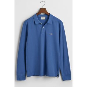 GANT Shield Poloshirt lange mouw blauw, Effen
