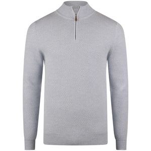 Stenströms Half-Zip Sweater lichtblauw, Wafelmotief