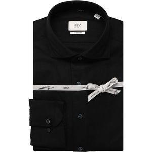 ETERNA 1863 Flanellen Overhemd zwart, Effen