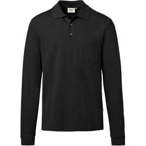 HAKRO Poloshirt lange mouw zwart, Effen