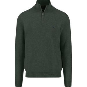 Fynch-Hatton Half-Zip Sweater groen, Effen