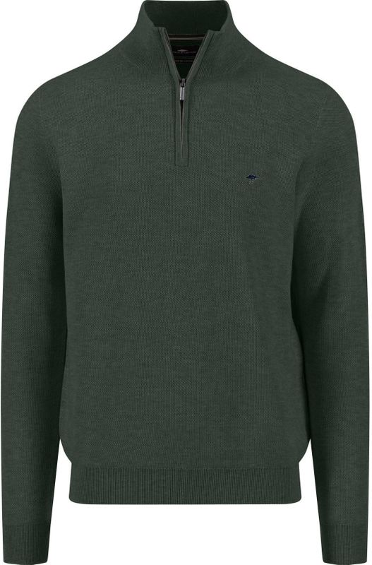 Fynch-Hatton Half-Zip Sweater groen, Effen