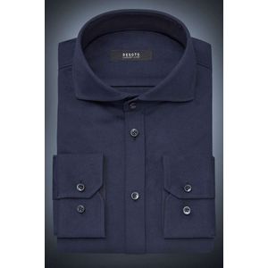 Desoto Luxury Slim Fit Jersey shirt donkerblauw, Effen