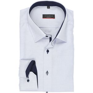 ETERNA Modern Fit Overhemd blauw/wit, Gestructureerd
