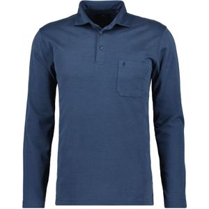 RAGMAN Soft Knit Poloshirt lange mouw blauw, Effen