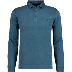 RAGMAN Poloshirt lange mouw blauw, Effen