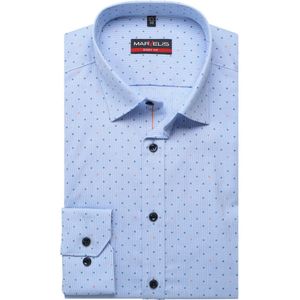 Marvelis - Overhemd - Blauw - Bedrukt - Lange Mouw - 100% Katoen - Modern Kent Kraag