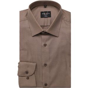 Marvelis - Overhemd - Bruin - Lange Mouw - 100% Katoen - Modern Kent Kraag