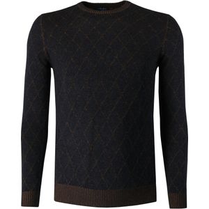 Marvelis Casual Trui ronde hals marine, Diamantpatroon