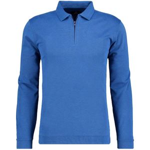 RAGMAN Poloshirt lange mouw blauw, Effen