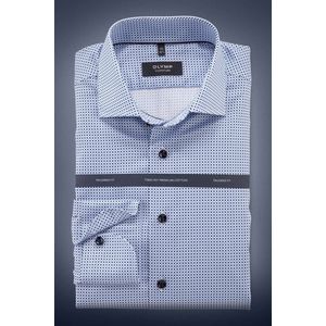OLYMP SIGNATURE Tailored Fit Overhemd blauw/wit, Motief