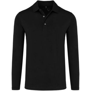 Marvelis Casual Modern Fit Poloshirt lange mouw zwart, Effen