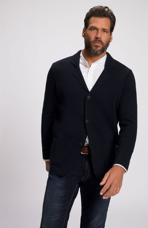 JP1880 - Gebreid Vest - Marine - Lange Mouw - V-hals