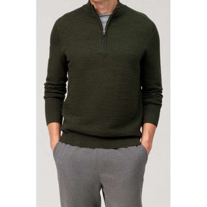 OLYMP Casual Modern Fit Half-Zip Sweater groen, Effen