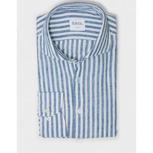 fakts Leisure Linnen Overhemd blauw, Gestreept