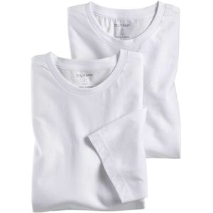 OLYMP Modern Fit T-Shirt ronde hals Dubbel pak wit, Effen