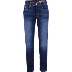 Fynch-Hatton Tapered Fit Jeans donkerblauw, Effen