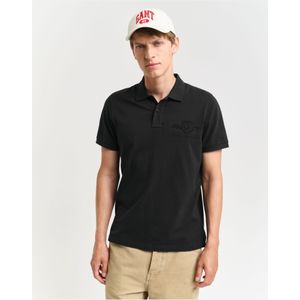 GANT Shield Poloshirt lange mouw zwart, Effen