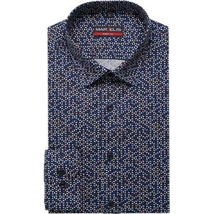 Marvelis Body Fit Overhemd blauw/oranje/wit, Motief