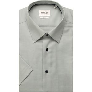 Overhemden - Pastelgroen - Katoen - Korte Mouwen - Slim Fit - Strijkvrij