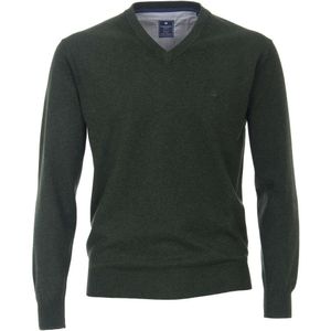 Redmond Casual Regular Fit Trui V-hals donkergroen, Effen