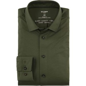 OLYMP Luxor 24/Seven Dynamic Flex Modern Fit Jersey shirt olijf, Effen