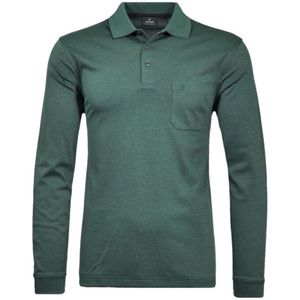 RAGMAN Soft Knit Regular Fit Poloshirt lange mouw mos, Effen