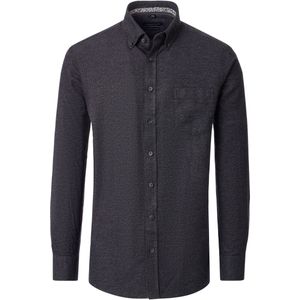 Casa Moda - Overhemd - Zwart - Lange Mouw - 100% Katoen - Button-Down Kraag