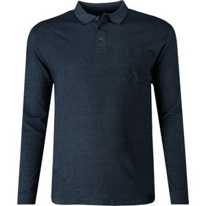 Redmond Poloshirt lange mouw blauw, Effen